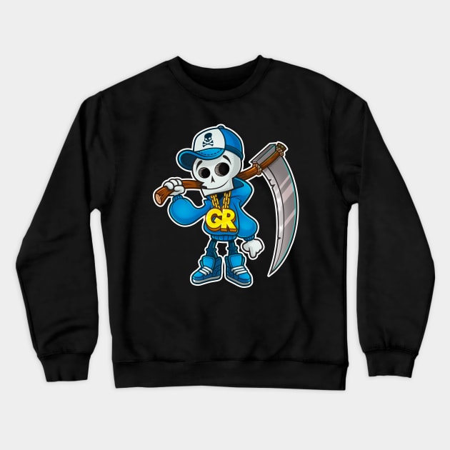 Little Grim Reaper Halloween Outline Crewneck Sweatshirt by RemcoBakker